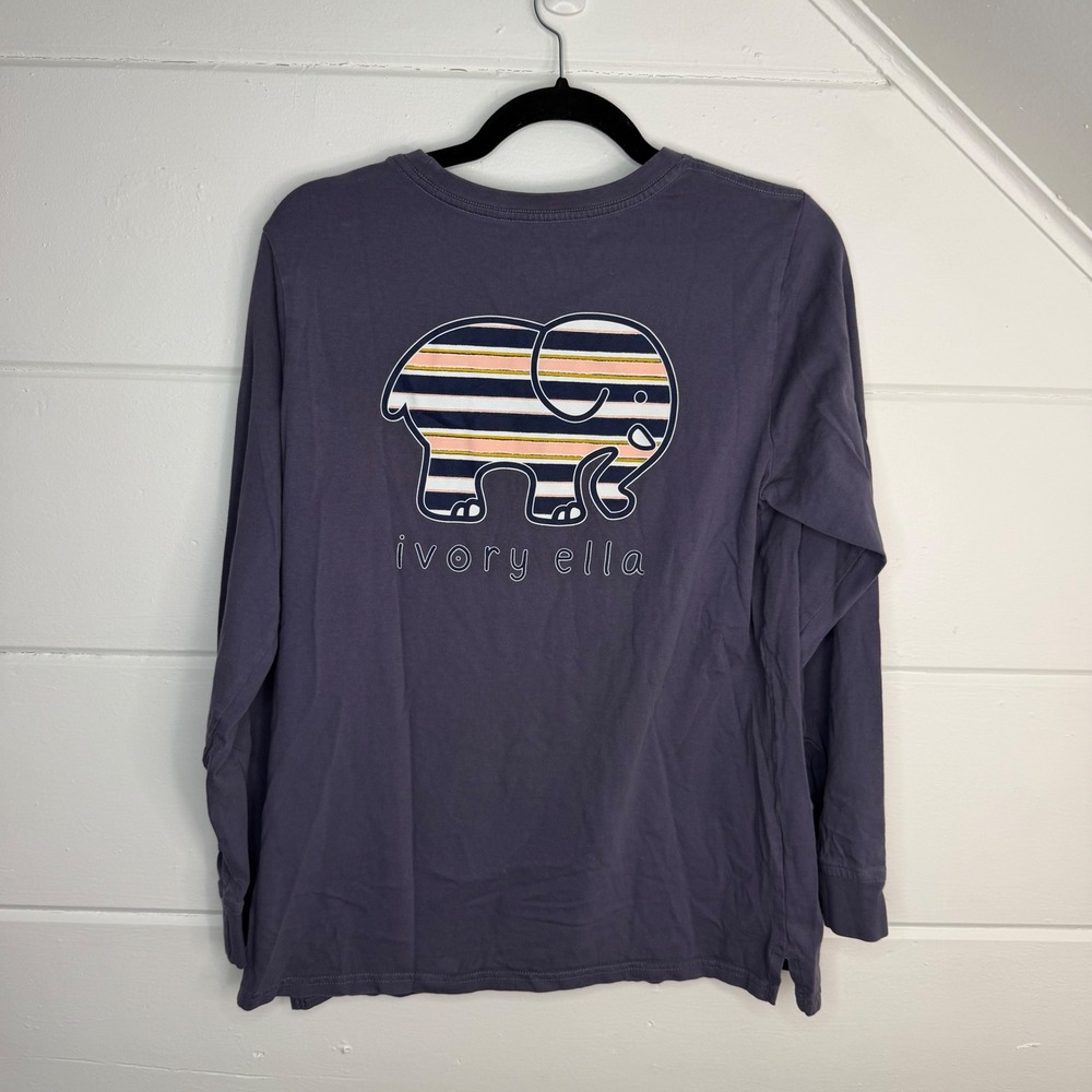 Ivory‎ Ella Medium Elephant Print Long Sleeve Organic Cotton Shirt Greystone